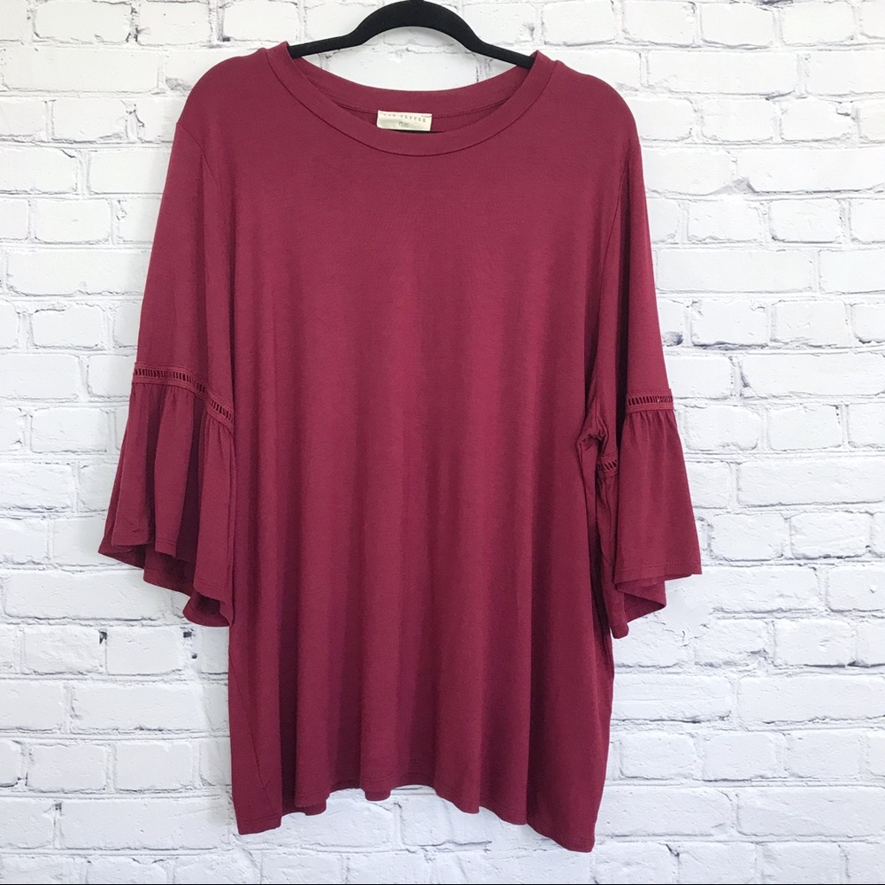 New Blu Pepper Top 3/4 Bell Sleeve Plus Size 3XL